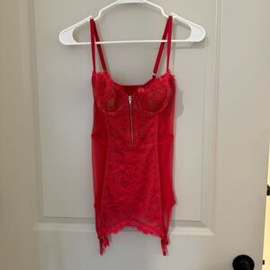 Victoria's Secret Red Lace Bustier with Zip Detail